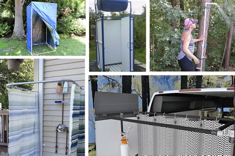 diy outdoor shower for camping|rigging up camp shower ideas.